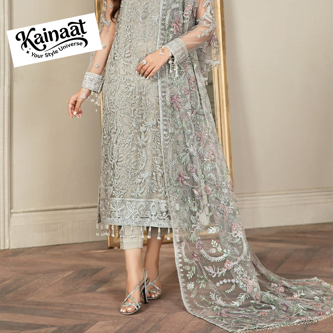 Kainaat Luxury Net Collection  Heavy Embroidered Spengle Work 3PC Suit