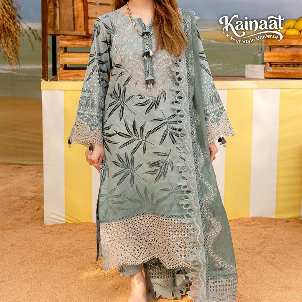 Kainaat Luxury Embroidered Lawn Suit with Chiffon Dupatta – 3 Piece | 2026 Collection