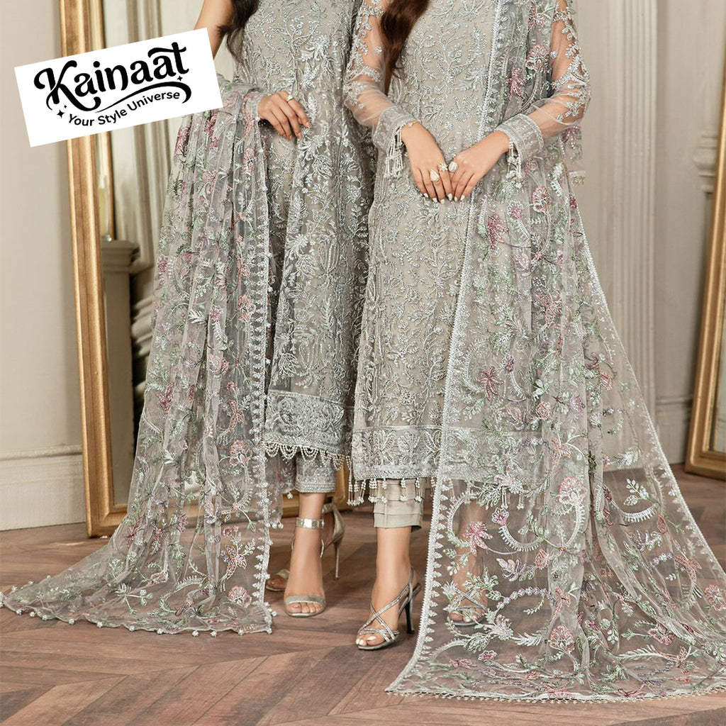 Kainaat Luxury Net Collection  Heavy Embroidered Spengle Work 3PC Suit