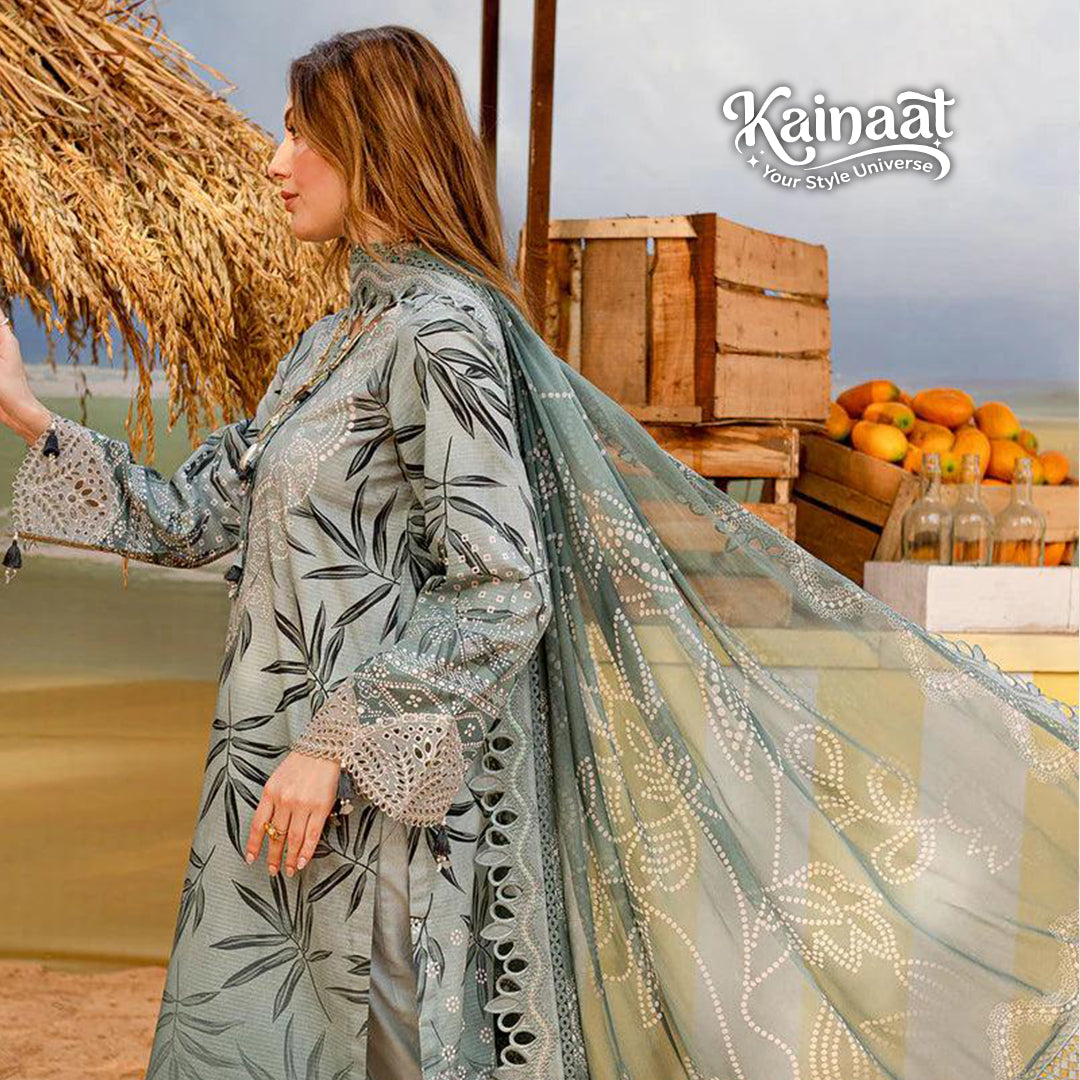 Kainaat Luxury Embroidered Lawn Suit with Chiffon Dupatta – 3 Piece | 2026 Collection