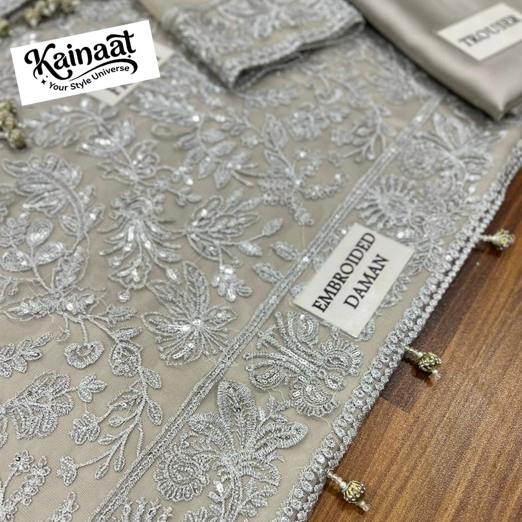 Kainaat Luxury Net Collection  Heavy Embroidered Spengle Work 3PC Suit