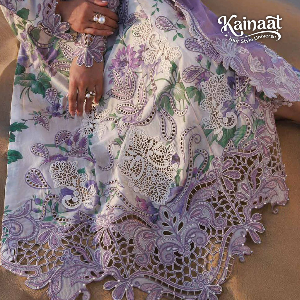Kainaat Luxury Embroidered Lawn Suit with Printed Chiffon Dupatta – 3 Piece