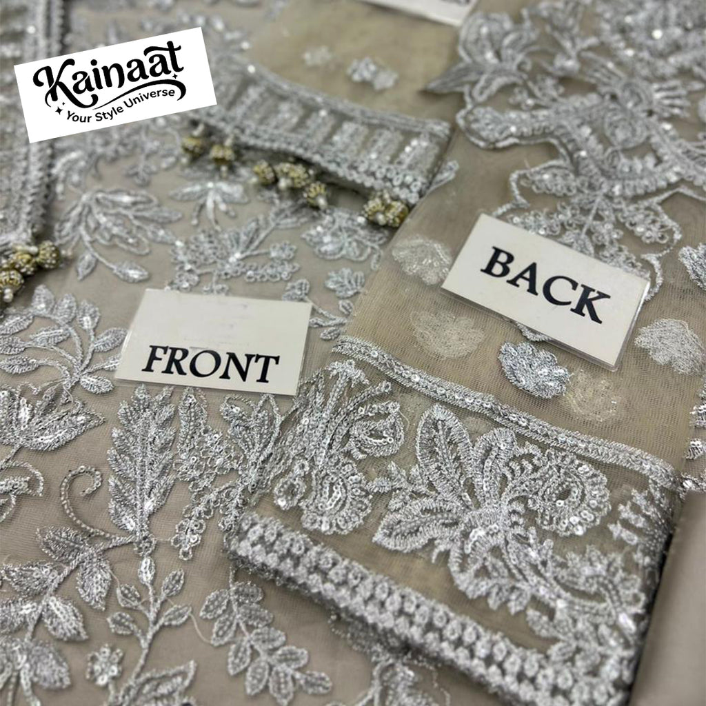 Kainaat Luxury Net Collection  Heavy Embroidered Spengle Work 3PC Suit