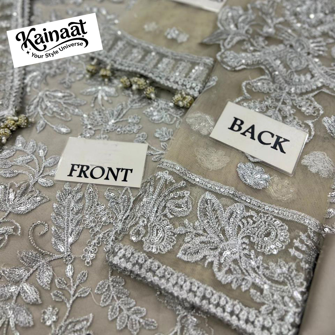 Kainaat Luxury Net Collection  Heavy Embroidered Spengle Work 3PC Suit