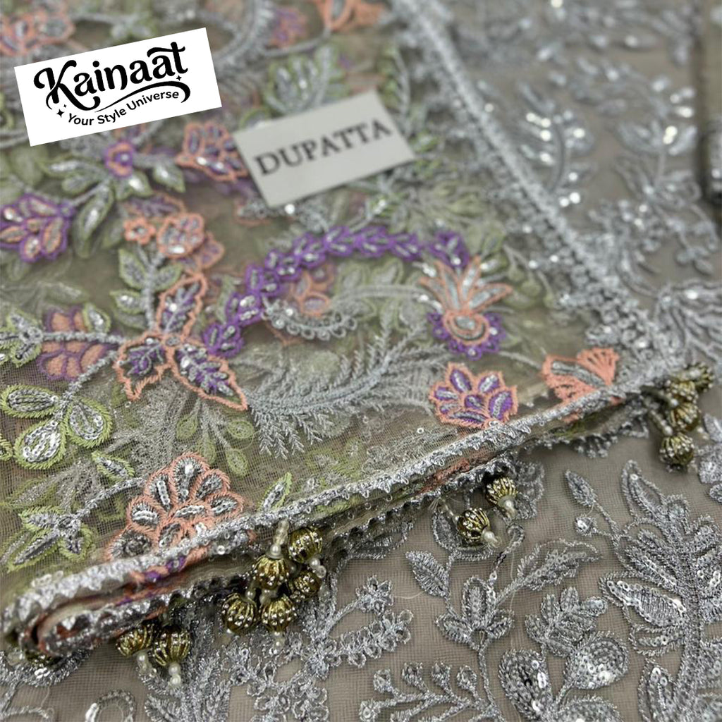 Kainaat Luxury Net Collection  Heavy Embroidered Spengle Work 3PC Suit