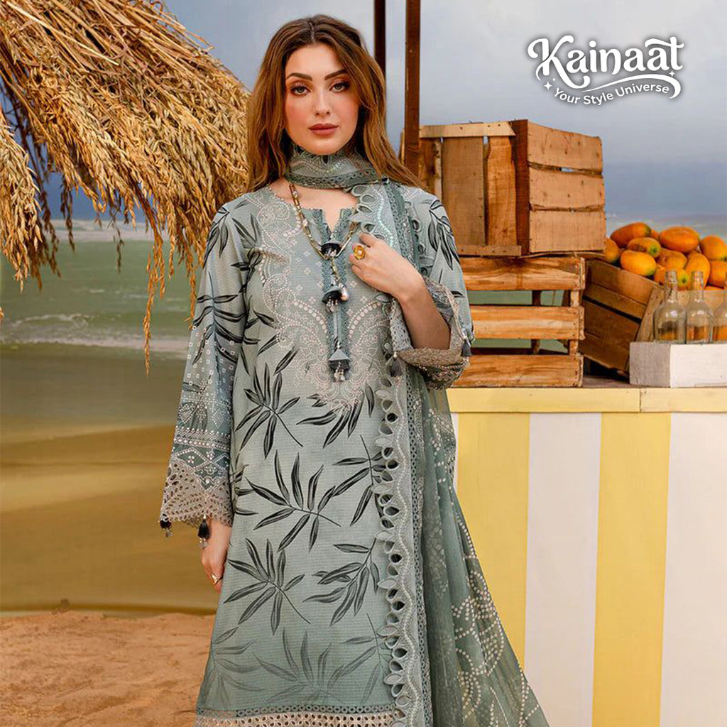 Kainaat Luxury Embroidered Lawn Suit with Chiffon Dupatta – 3 Piece | 2026 Collection