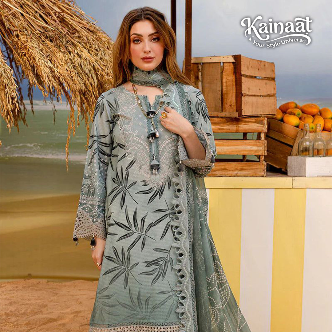 Kainaat Luxury Embroidered Lawn Suit with Chiffon Dupatta – 3 Piece | 2026 Collection