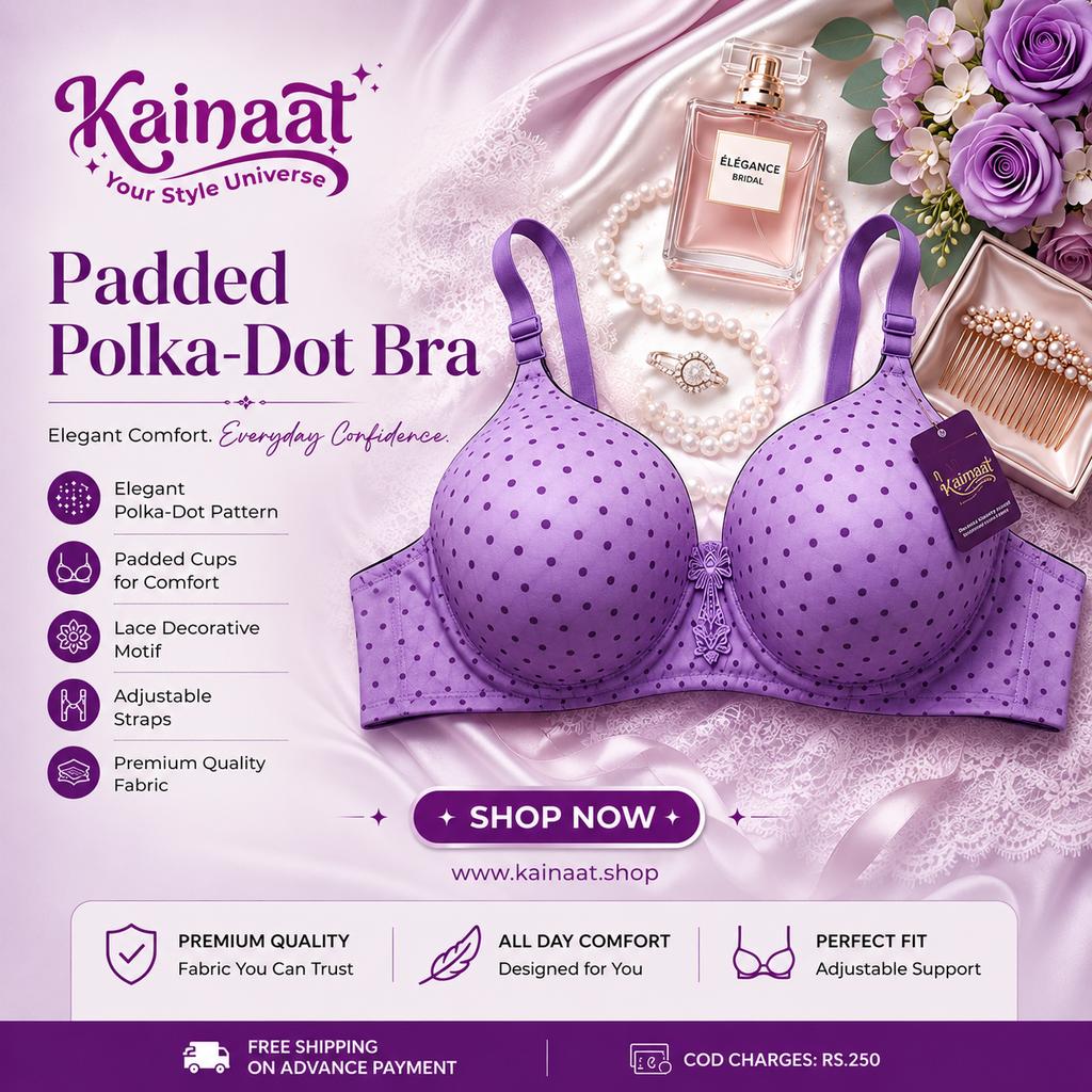 Kainaat Luxury Padded Polka Dot Bra Elegant Comfort • Perfect Shape • Everyday Confidence