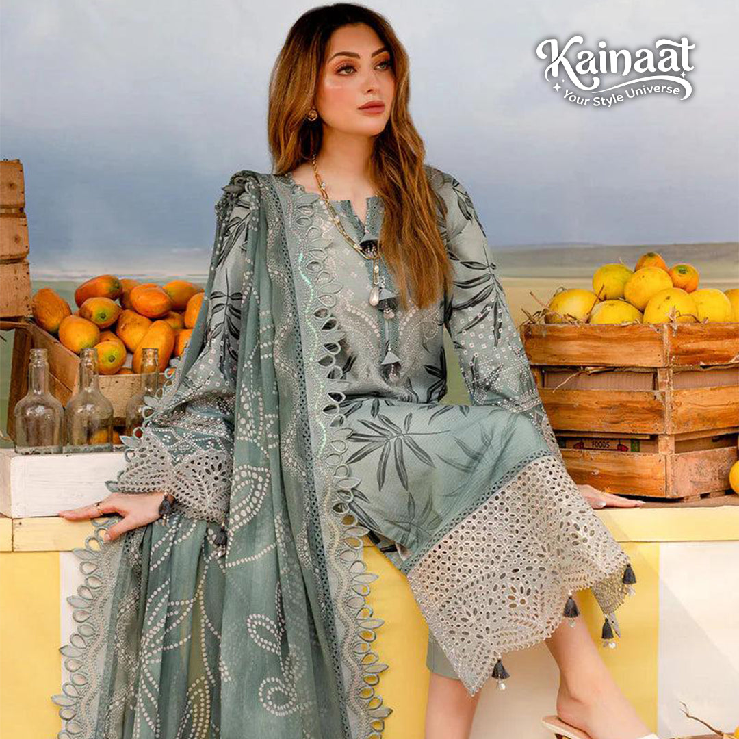 Kainaat Luxury Embroidered Lawn Suit with Chiffon Dupatta – 3 Piece | 2026 Collection