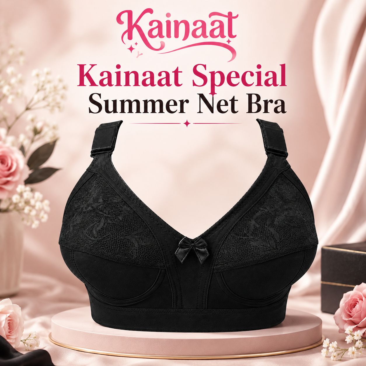 Kainaat black net bra for daily wear