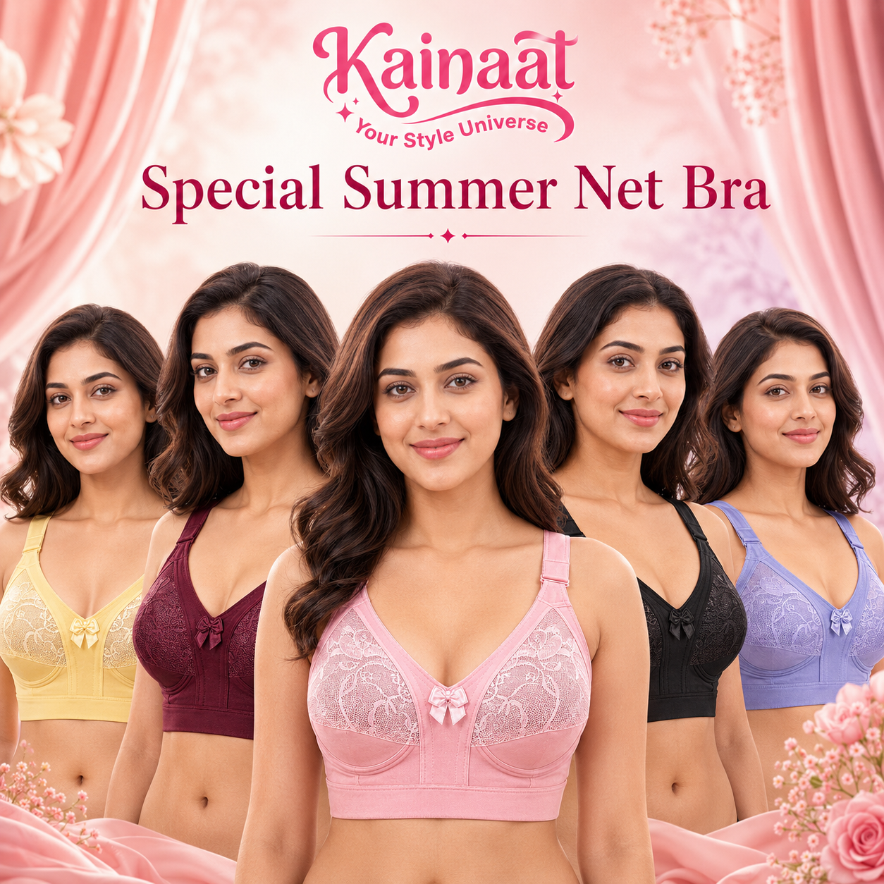 Kainaat Special Summer Net Bra in multiple colors