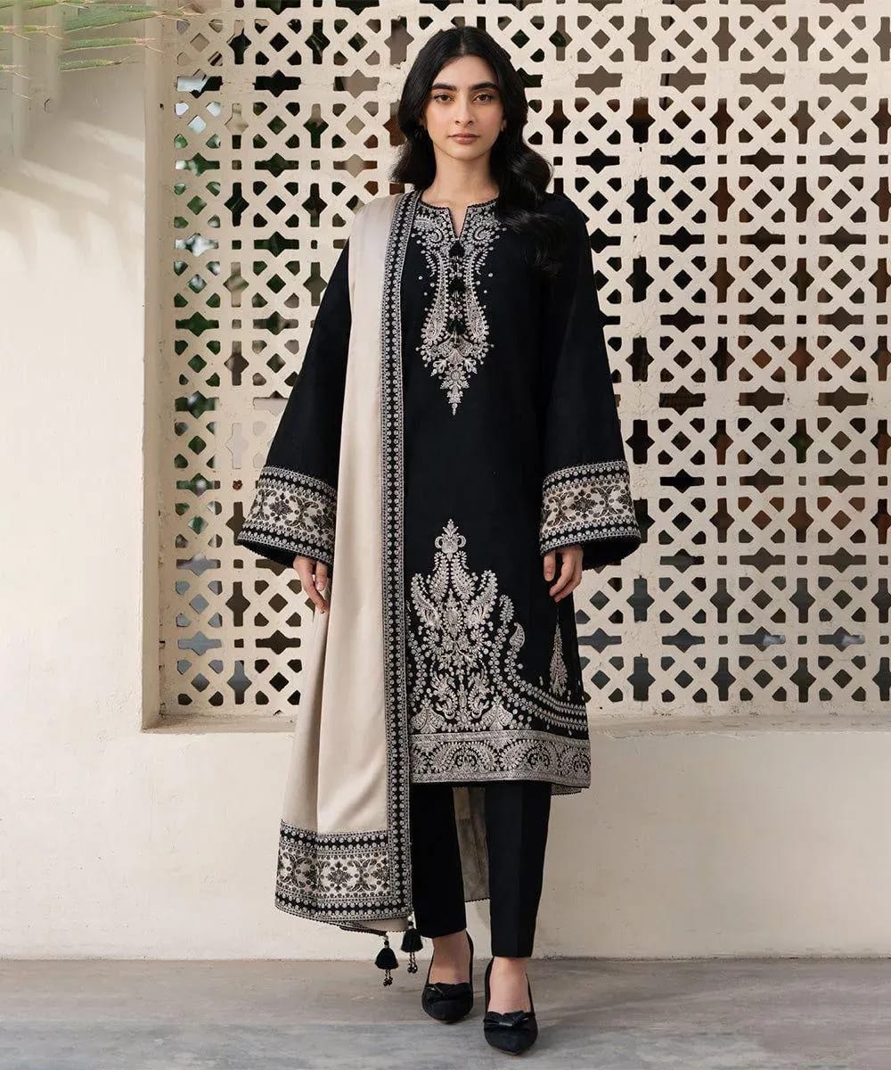 Kainaat Monochrome Black Embroidered Lawn Suit