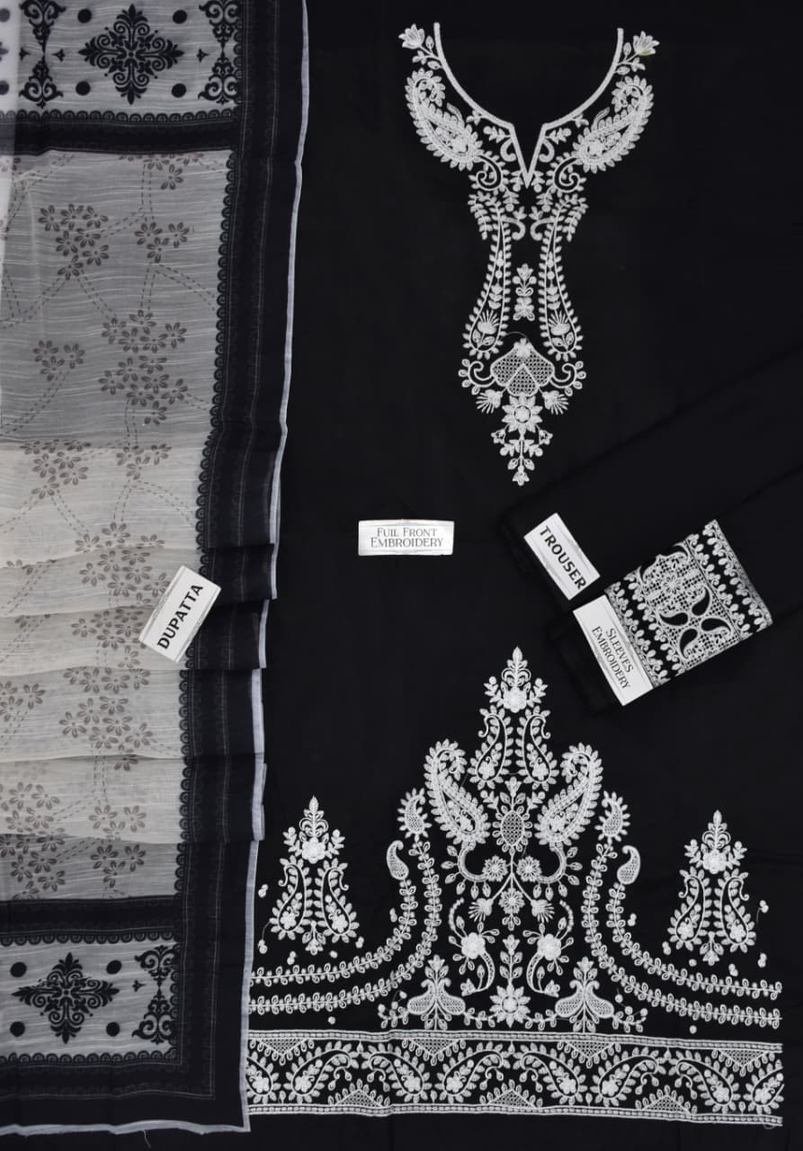 Kainaat Monochrome Black Embroidered Lawn Suit