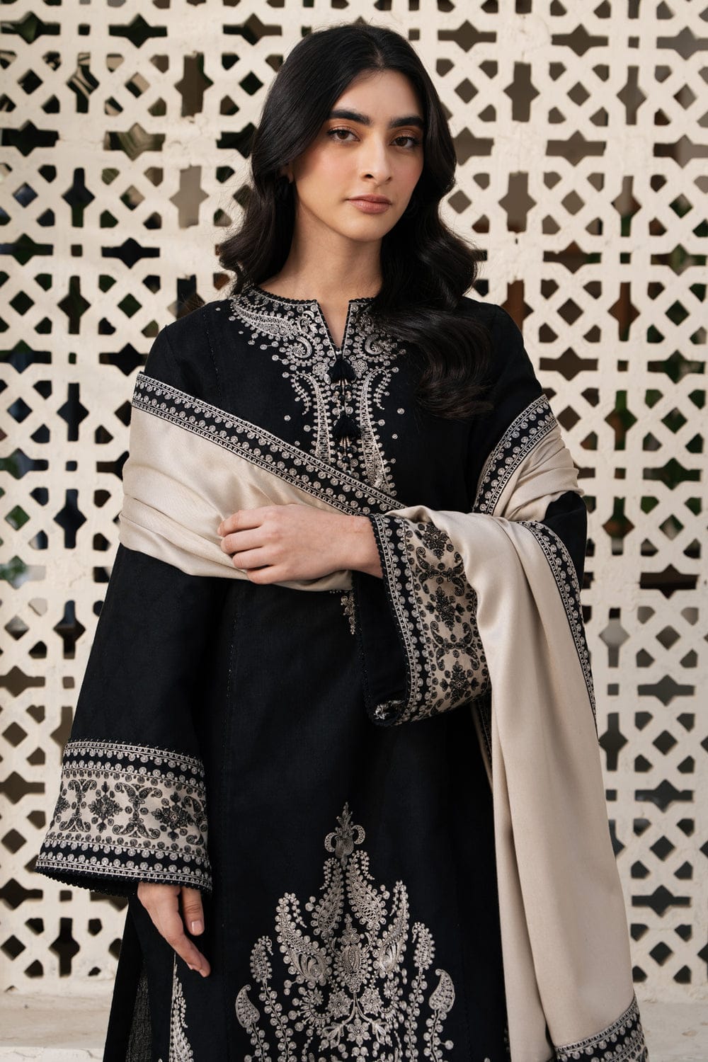 Kainaat Monochrome Black Embroidered Lawn Suit