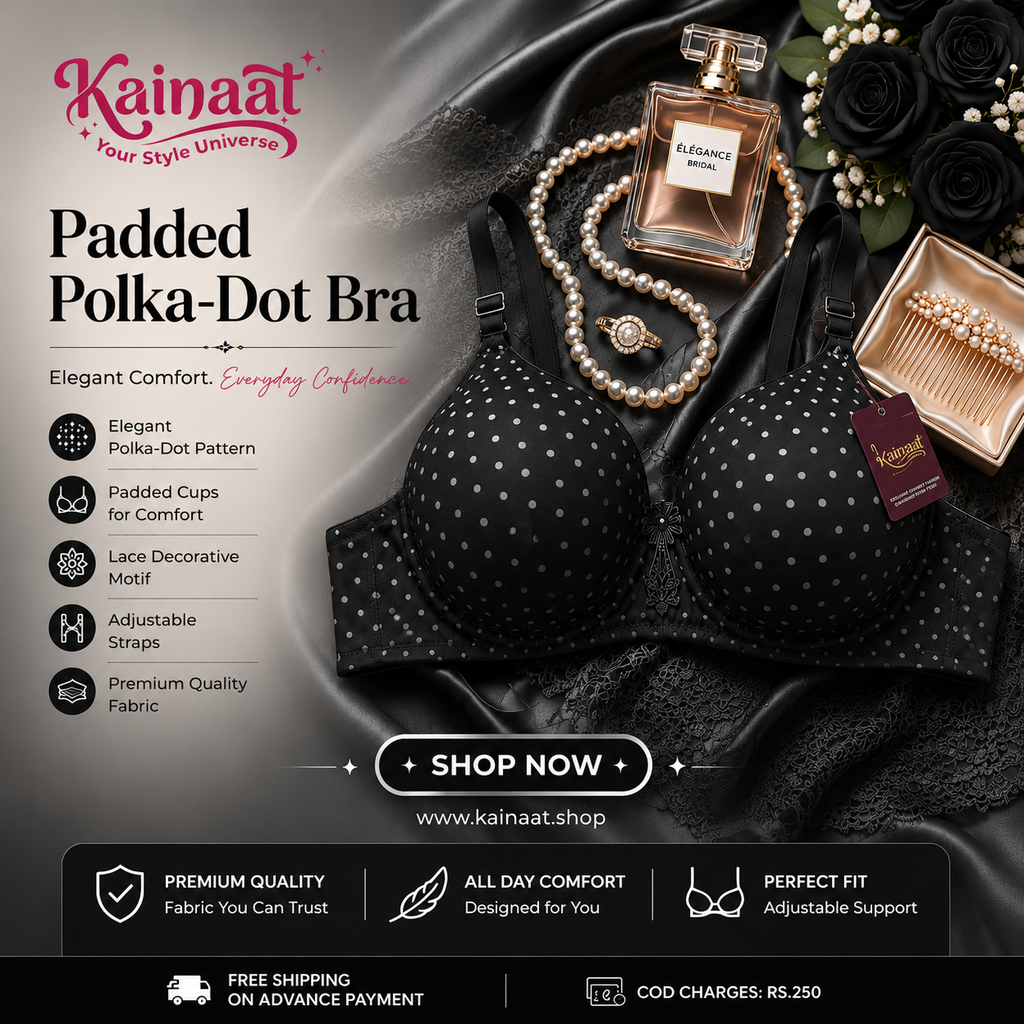 Kainaat Luxury Padded Polka Dot Bra Elegant Comfort • Perfect Shape • Everyday Confidence