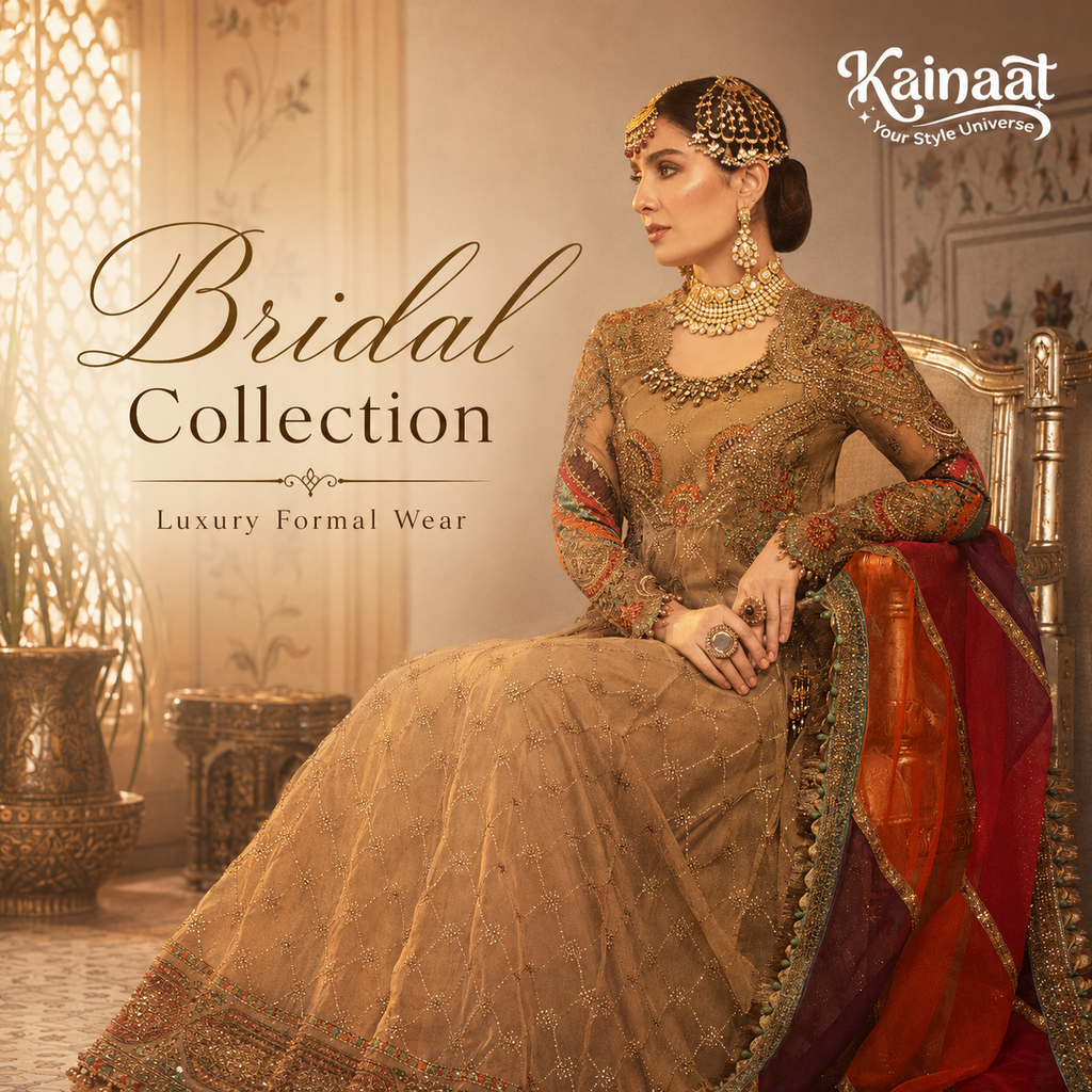 Kainaat Designer Inspired Organza Embroidered Frock Suit  3 Piece Unstitched Wedding Wear