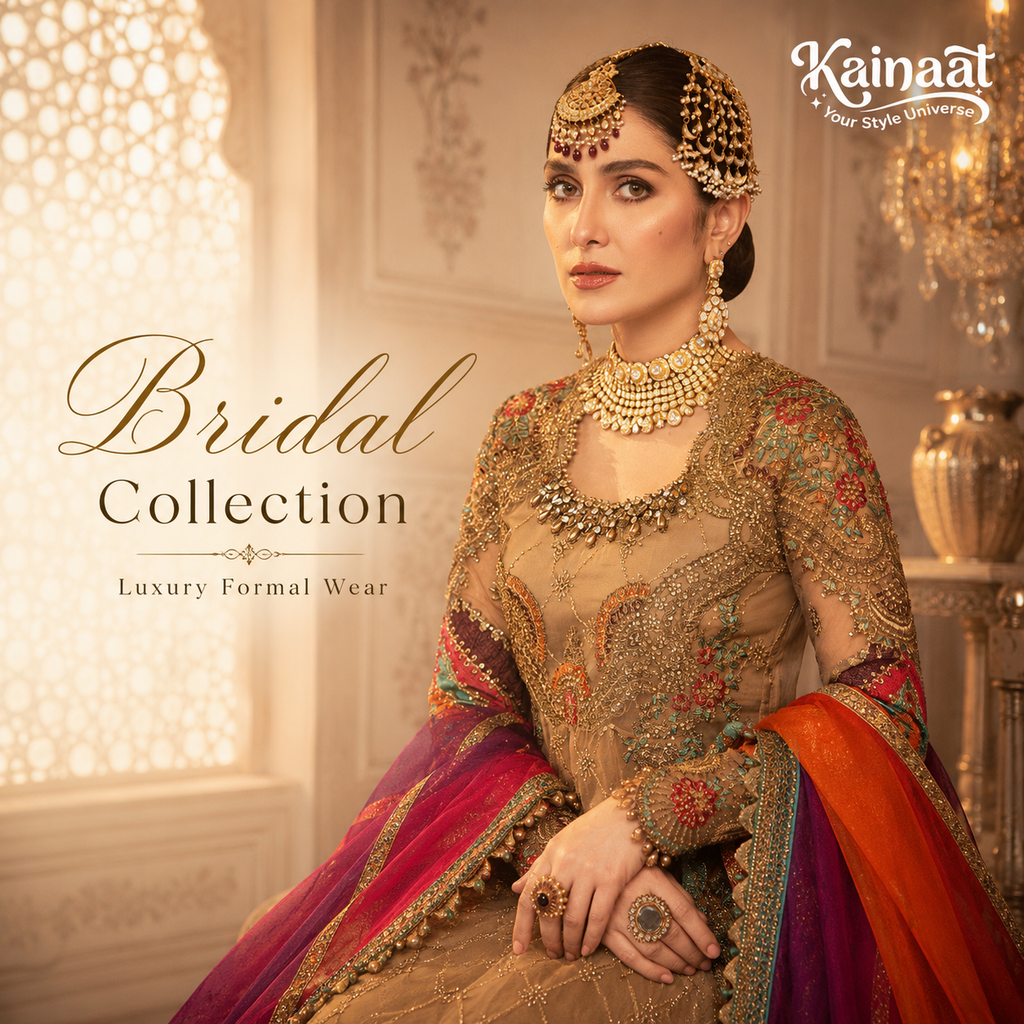 Kainaat Designer Inspired Organza Embroidered Frock Suit  3 Piece Unstitched Wedding Wear